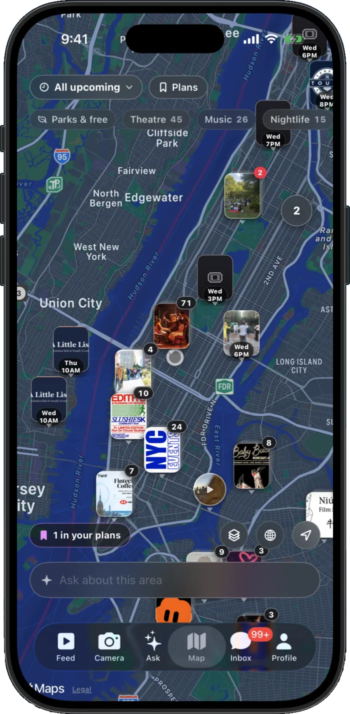 The Cohlta Pulse map with events pinned across New York