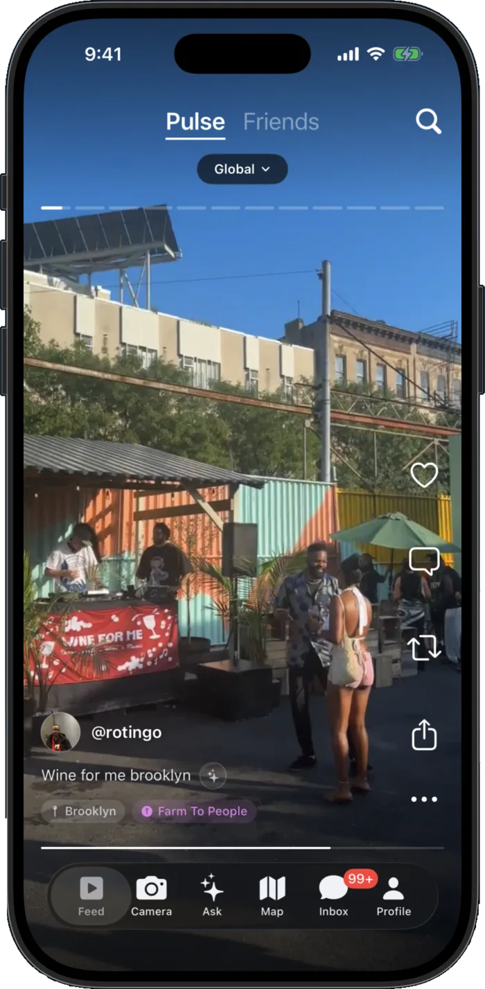 The Cohlta Pulse feed showing a clip filmed in Brooklyn